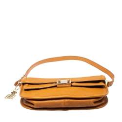 DKNY Tan Leather Push Lock Shoulder Bag