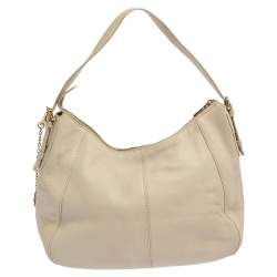 Pre Owned DKNY White Leather Hobo