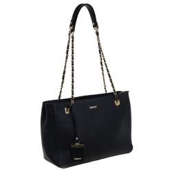 Pre Owned Dkny Black Leather Chain Tote