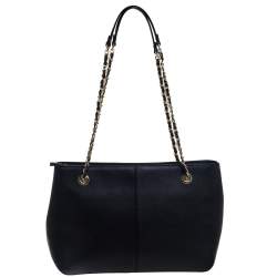 Pre Owned Dkny Black Leather Chain Tote