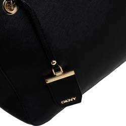 Pre Owned Dkny Black Leather Chain Tote