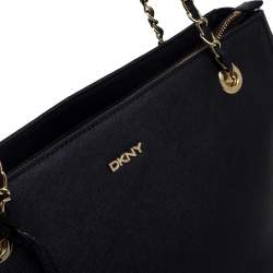 Pre Owned Dkny Black Leather Chain Tote