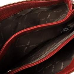 Pre Owned حقيبة كروس دي كيه إن واي سحاب جلد أحمر