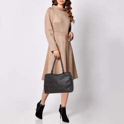DKNY Grey Crocodile Embossed Leather Tote