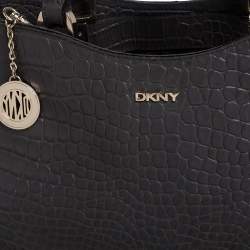 DKNY Grey Crocodile Embossed Leather Tote