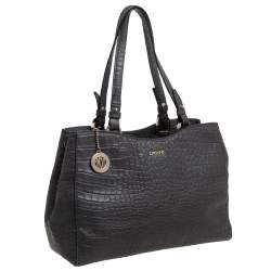 DKNY Grey Crocodile Embossed Leather Tote