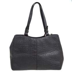 DKNY Grey Crocodile Embossed Leather Tote