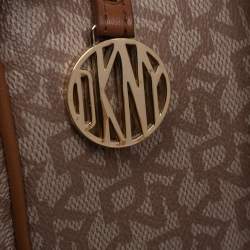 DKNY Beige/Brown Signature Coated Canvas and Leather Casey Backpack