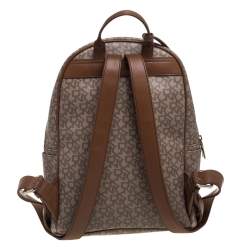 DKNY Beige/Brown Signature Coated Canvas and Leather Casey Backpack