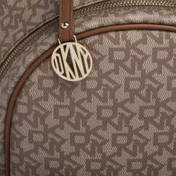 DKNY Beige/Brown Signature Coated Canvas and Leather Casey Backpack