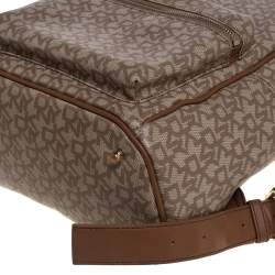 DKNY Beige/Brown Signature Coated Canvas and Leather Casey Backpack