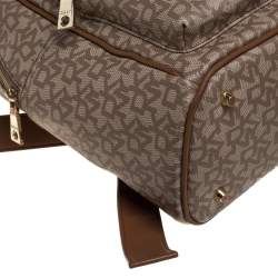 DKNY Beige/Brown Signature Coated Canvas and Leather Casey Backpack