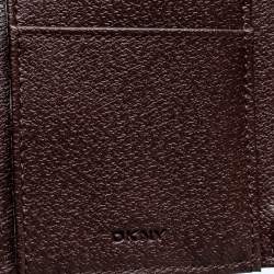 Pre Owned محفظة دي كي أن واي جلد وكانفاس شهير بني/ بيج