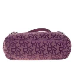 Pre Owned حقيبة دي كي إن واي كانفاس بنفسجي بالشعار وجلد نقشة السحلية