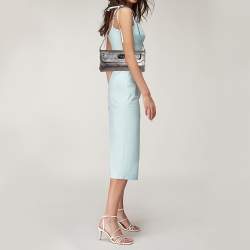 Pre Owned DKNY Metallic Grey Leather Flap Chain Clutch