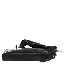 Pre Owned DKNY Black Leather Fringe Clutch