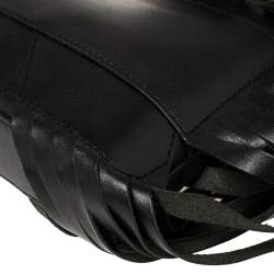 Pre Owned DKNY Black Leather Fringe Clutch
