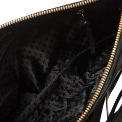 Pre Owned DKNY Black Leather Fringe Clutch