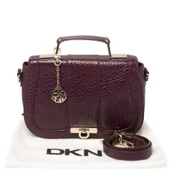 Pre Owned DKNY Purple Leather Flap Top Handle Bag