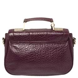 Pre Owned DKNY Purple Leather Flap Top Handle Bag