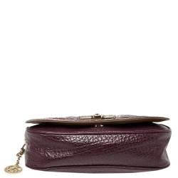 Pre Owned DKNY Purple Leather Flap Top Handle Bag