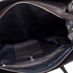 Pre Owned حقيبة ساتشل دي كيه إن واي جلد نقشة التمساح بني داكن وسحاب