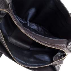 Pre Owned حقيبة ساتشل دي كيه إن واي جلد نقشة التمساح بني داكن وسحاب