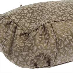 Pre Owned حقيبة دي كي إن واي كانفاس بيج/أخضر مونوغرامي وجلد نقشة السحلية