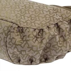 Pre Owned حقيبة دي كي إن واي كانفاس بيج/أخضر مونوغرامي وجلد نقشة السحلية