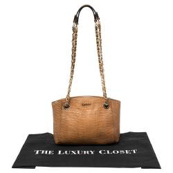 مملوكة مسبقًا DKNY Brown Lizard Embossed Leather Chain Shoulder Bag