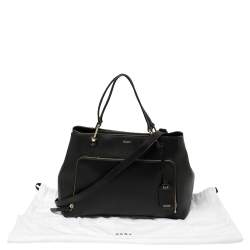 Pre Owned Dkny Black Saffiano Leather Bryant Park Front Pocket Satchel