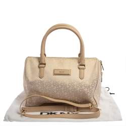 Pre Owned DKNY Beige Monogram Canvas Boston Bag