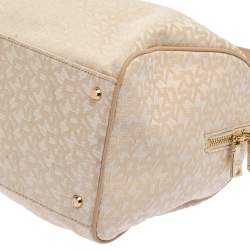 Pre Owned DKNY Beige Monogram Canvas Boston Bag