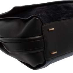 Pre Owned DKNY Blue/Black Calf Hair and Leather Greenwich Top Handle Bag