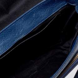 Pre Owned حقيبة كروس دي كي أن واي قلاب جلد أزرق