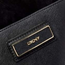 Pre Owned DKNY Black Saffiano Leather Double Zip Tote