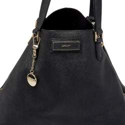 Pre Owned DKNY Black Saffiano Leather Double Zip Tote