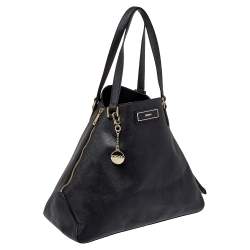 Pre Owned DKNY Black Saffiano Leather Double Zip Tote