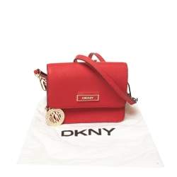Pre Owned DKNY Red Saffiano Leather Micro Bryant Park Crossbody Bag