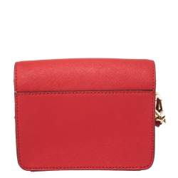 Pre Owned DKNY Red Saffiano Leather Micro Bryant Park Crossbody Bag