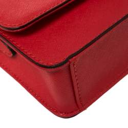 Pre Owned DKNY Red Saffiano Leather Micro Bryant Park Crossbody Bag