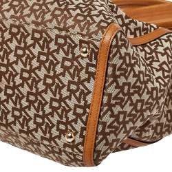 Dkny Beige/Tan Signature Canvas and Leather Tote 