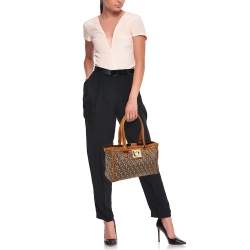 Dkny Beige/Tan Signature Canvas and Leather Tote 