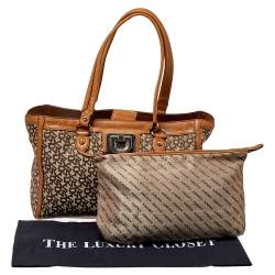 Dkny Beige/Tan Signature Canvas and Leather Tote 
