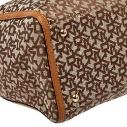 Dkny Beige/Tan Signature Canvas and Leather Tote 