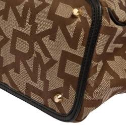 Pre Owned DKNY Monogram Canvas and Leather Double Zip Tote