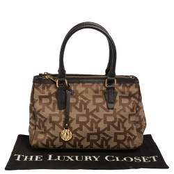 Pre Owned DKNY Monogram Canvas and Leather Double Zip Tote