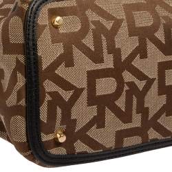 Pre Owned DKNY Monogram Canvas and Leather Double Zip Tote