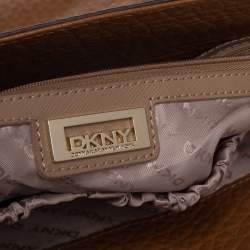 DKNY Caramel Brown Pebbled Leather Padlock Tote