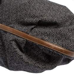 Dkny Navy Blue/Brown Monogram Canvas and Leather Hobo